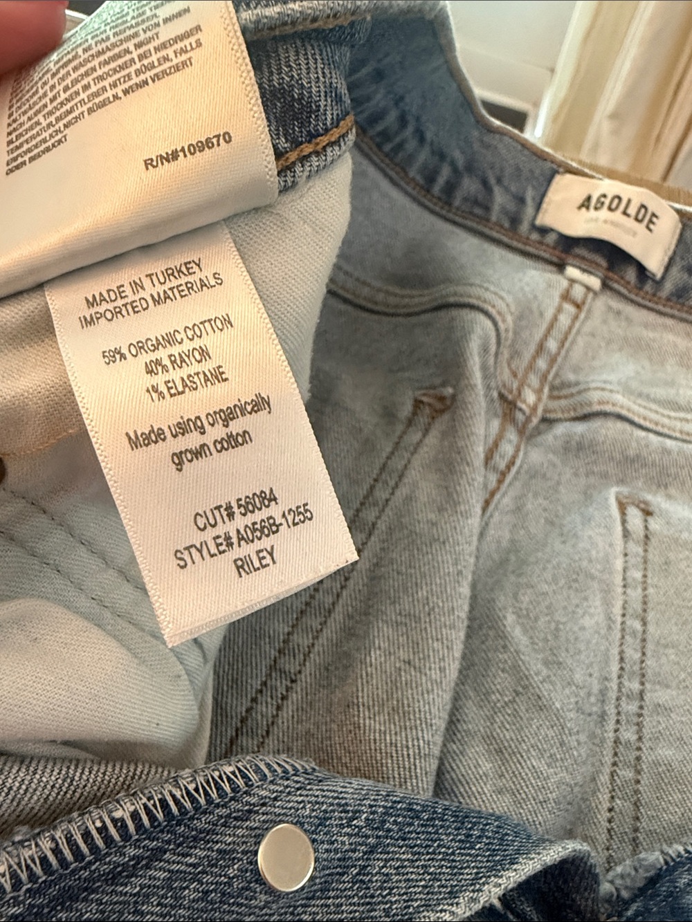 Agolde Light Riley Blue Button-Fly Jeans - Picture 3 of 7